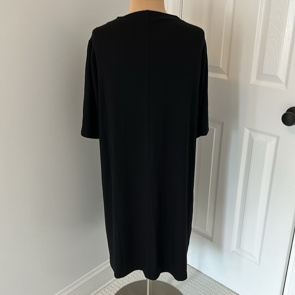 Eileen Fisher Black Tencel Stretch Shift Dress - Picture 2 of 7